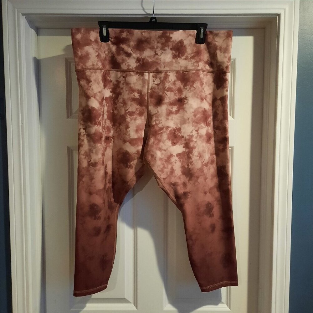 Athleta Elation 7/8 Tight‎ Womens 3X High Rise Leggings Pink Maroon Tie Dye Yoga